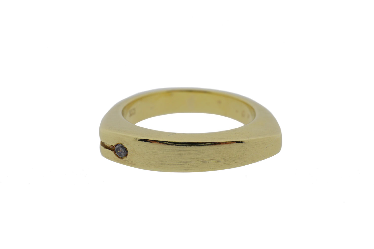 Vintage gouden heren ring met zirkonia