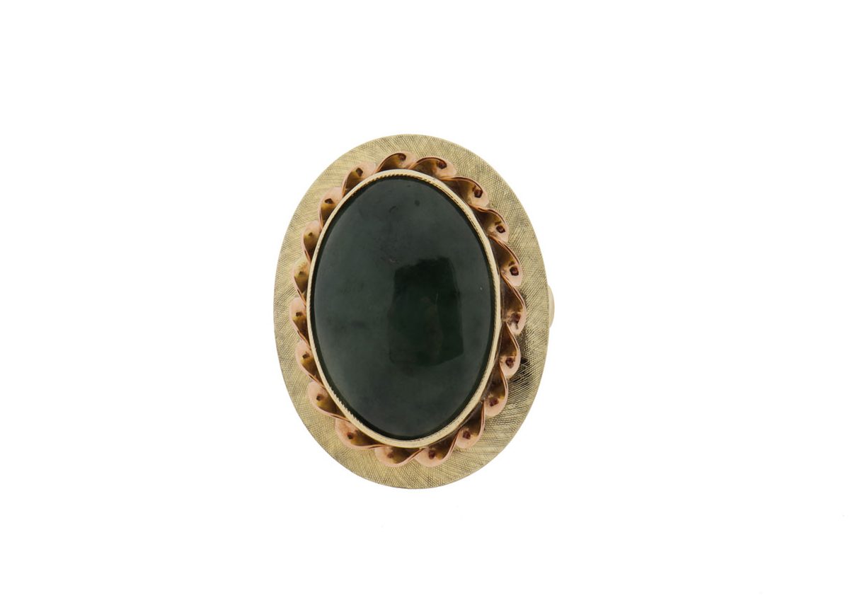 14 karaat vintage gouden ring met jade