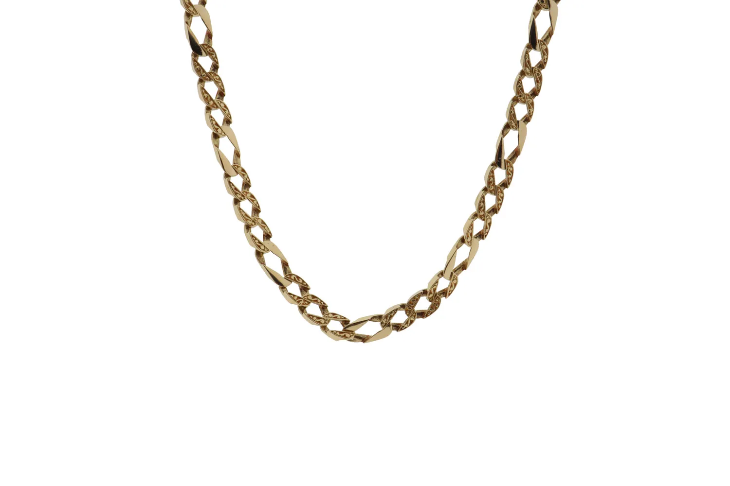 14 karaat bewerkte gouden gourmet schakelketting