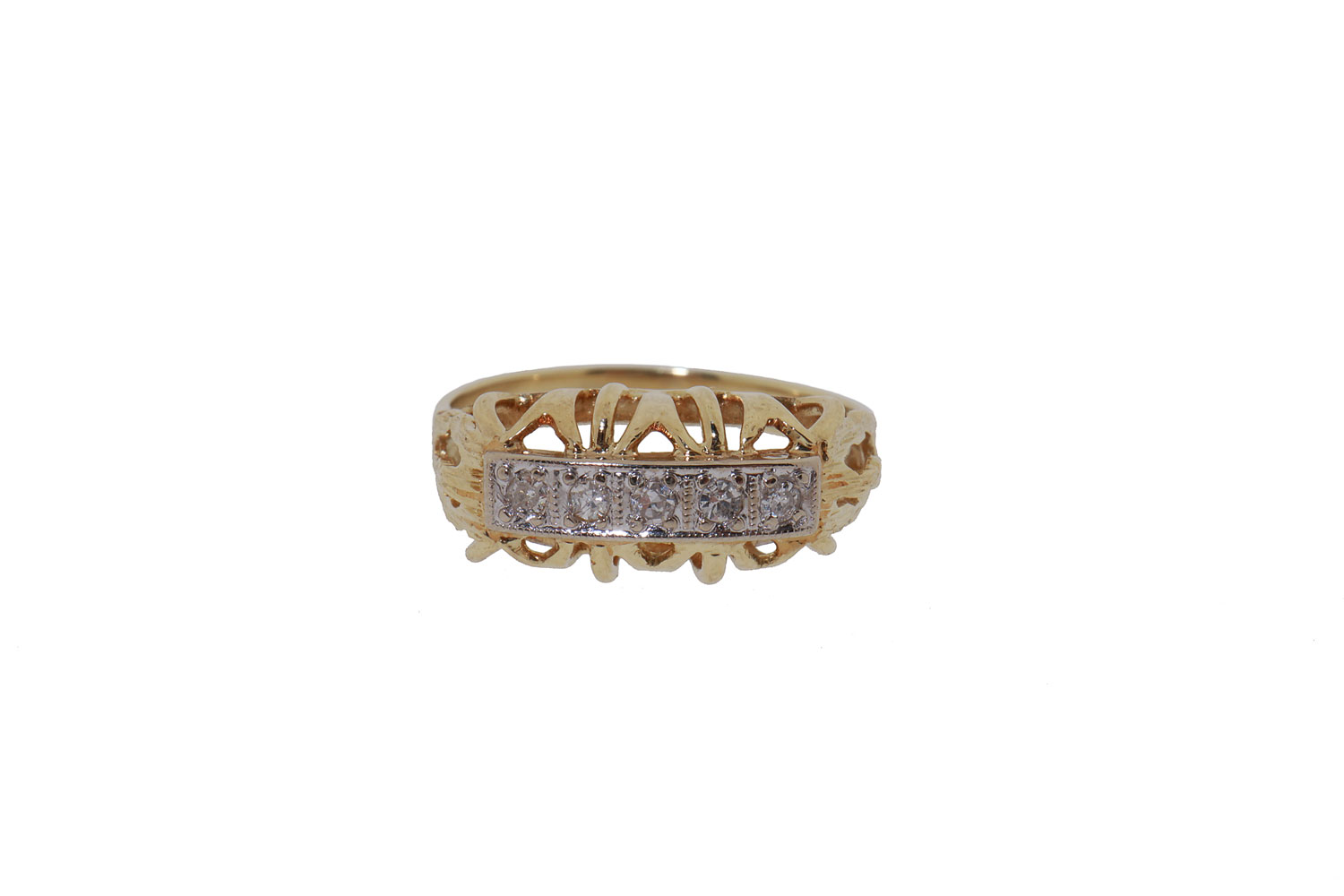 Vintage 14 karaat gouden ring met diamanten