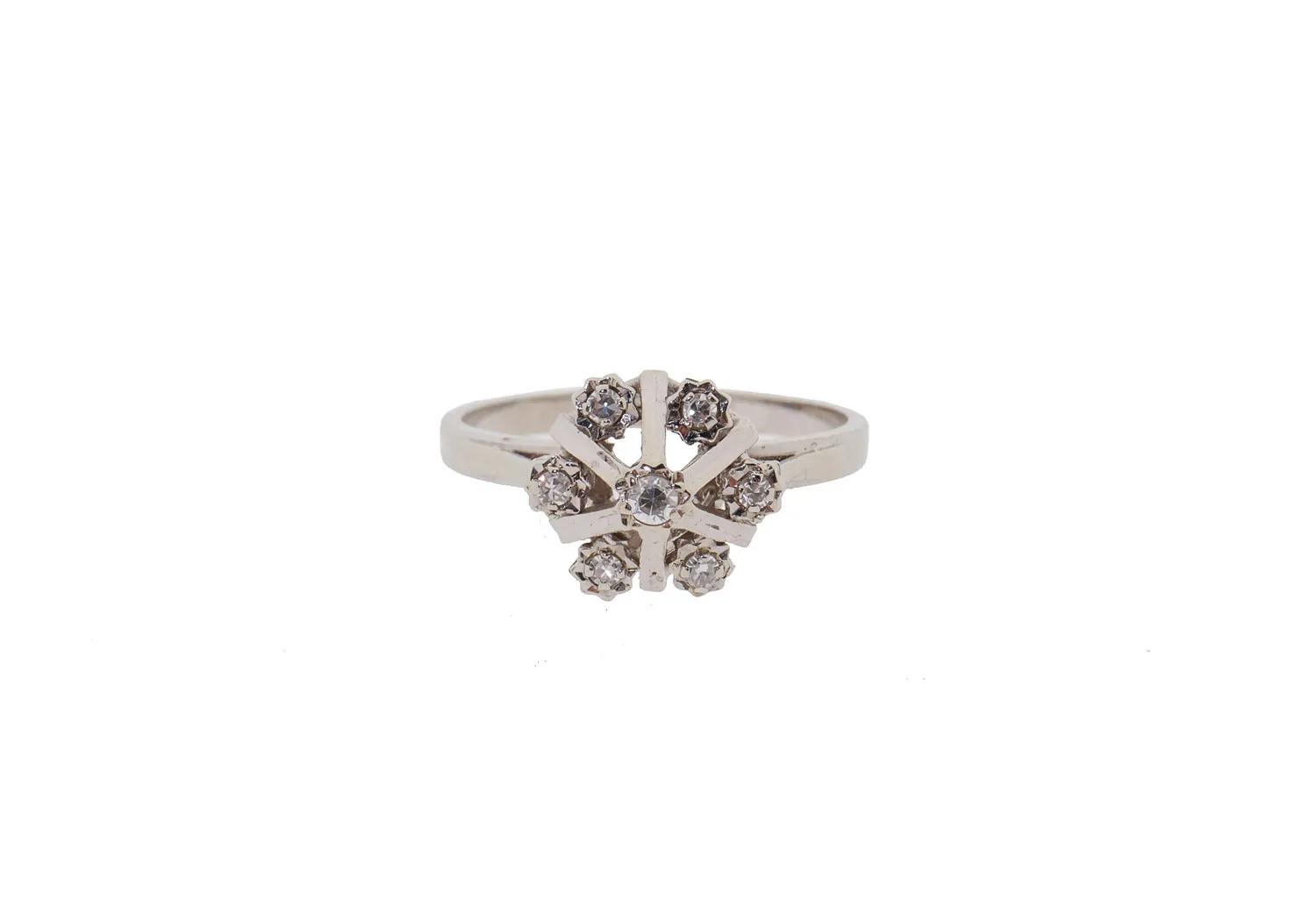 Vintage 14 karaat witgouden diamanten ring