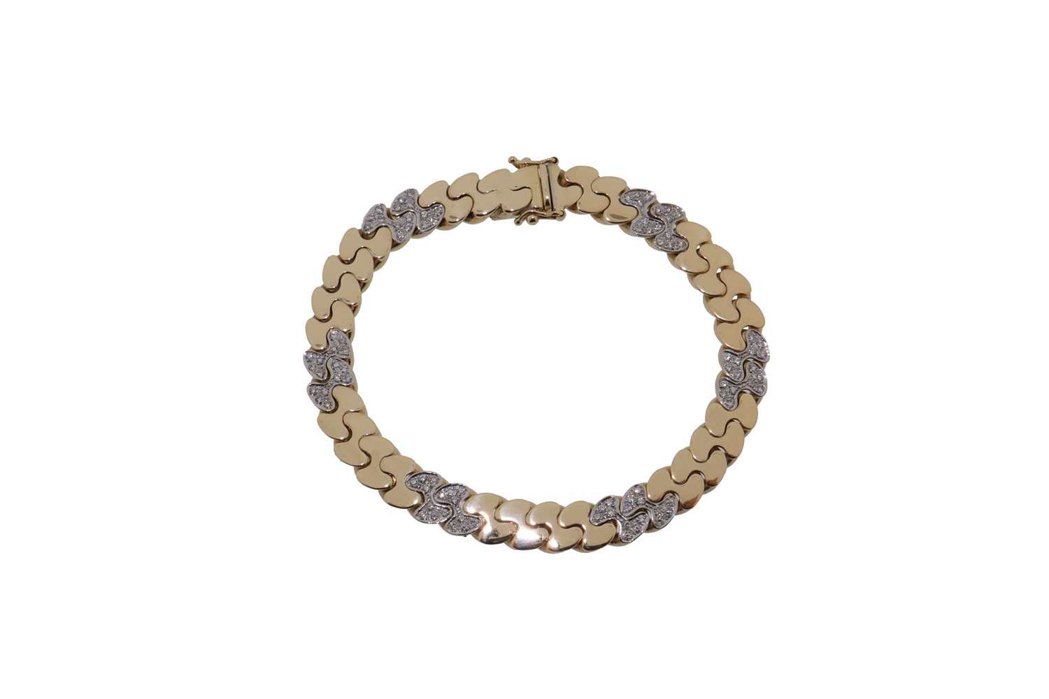 Unieke 14 karaat gouden heren armband met diamanten