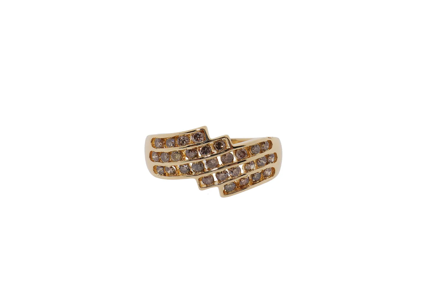18K gouden dames ring met bruine diamanten