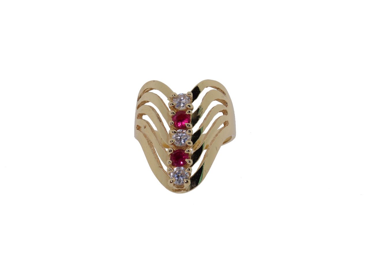 10 karaat vintage dames ring met toermalijn en zirkonia