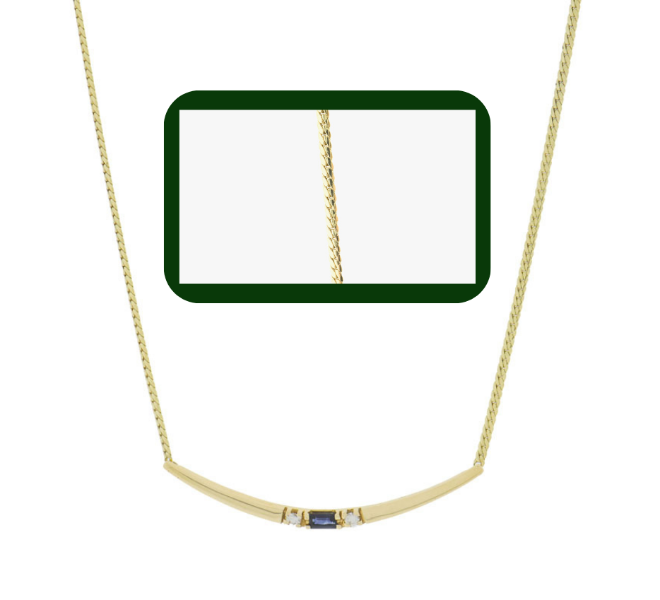 Locked Sapphire 47cm | Gouden Ketting Met Saffier & Diamanten