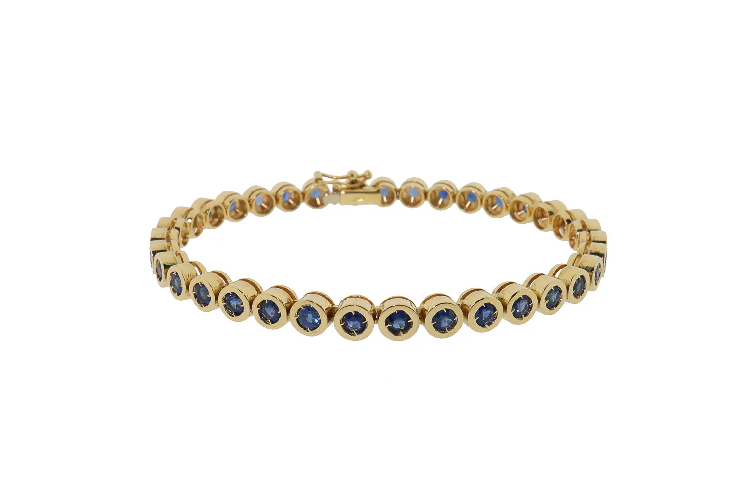 18 karaat gouden tennis armband met saffier