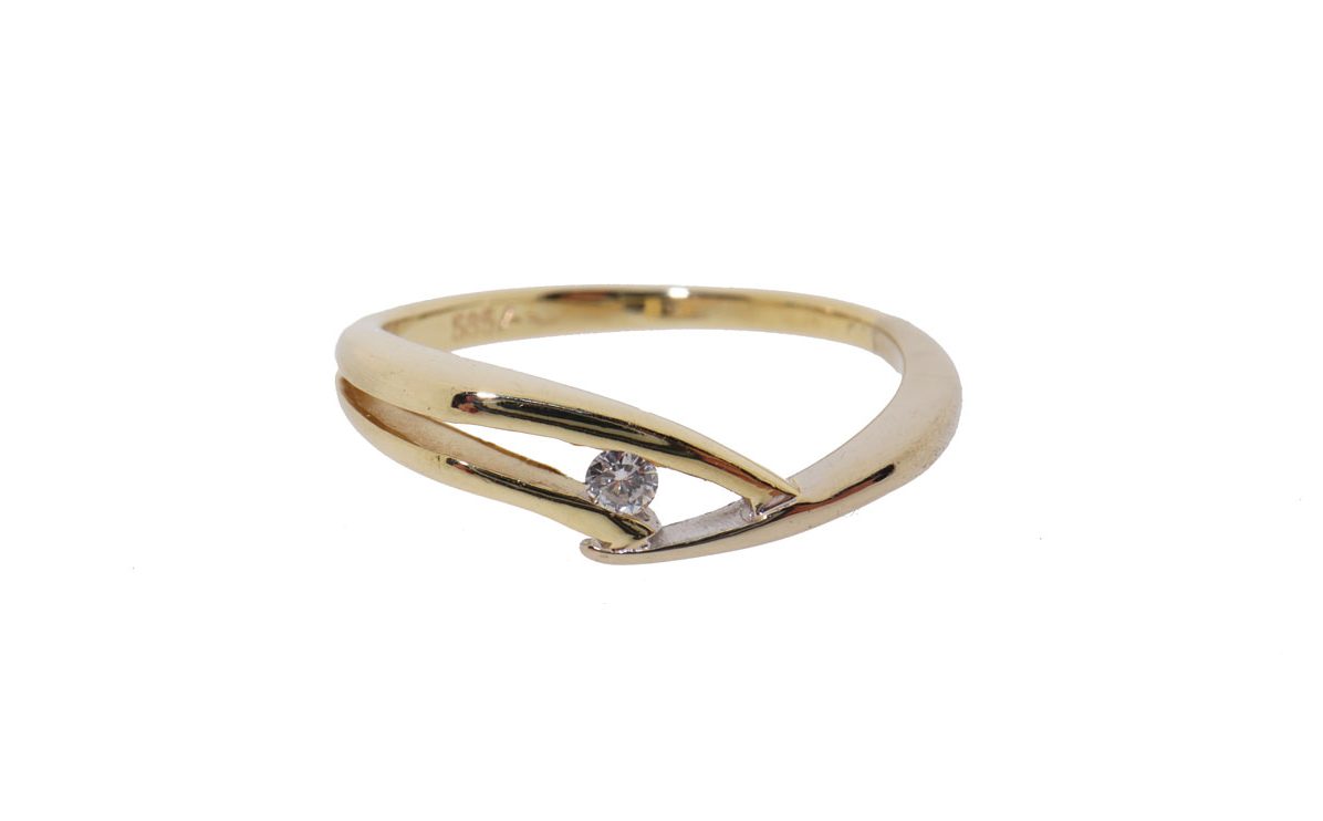 14K bicolor gouden dames ring met diamant