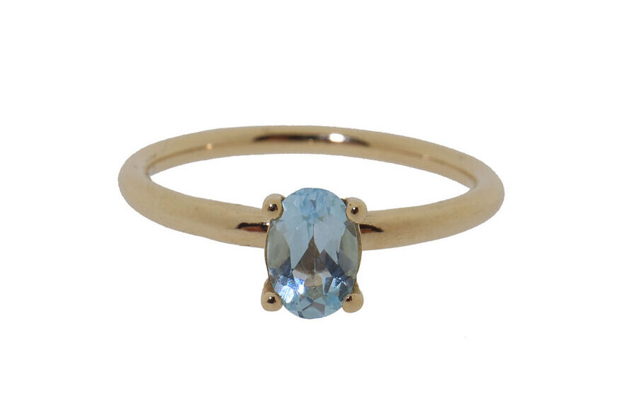 Azure - 14 karaat gouden aquamarijn dames ring