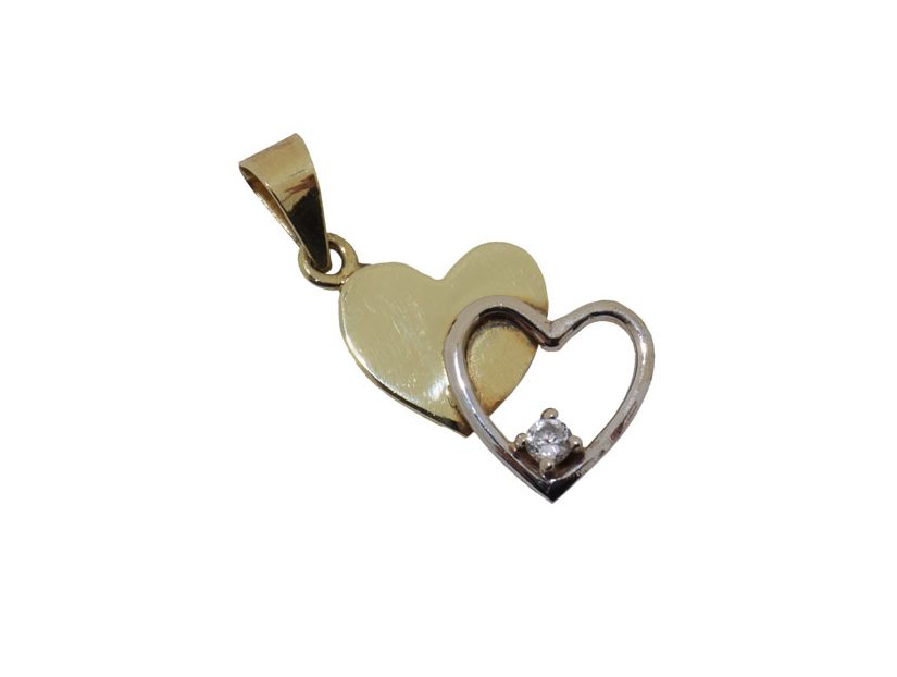 14 karaat bicolor gouden hartjes hanger