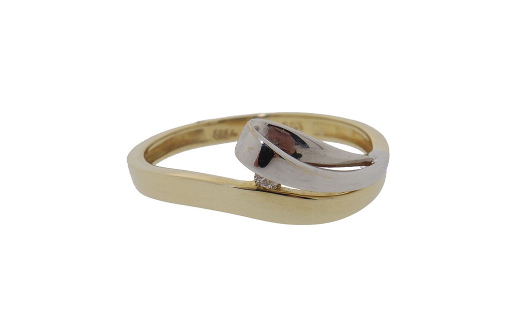 14 karaat bicolor gouden dames ring met diamant