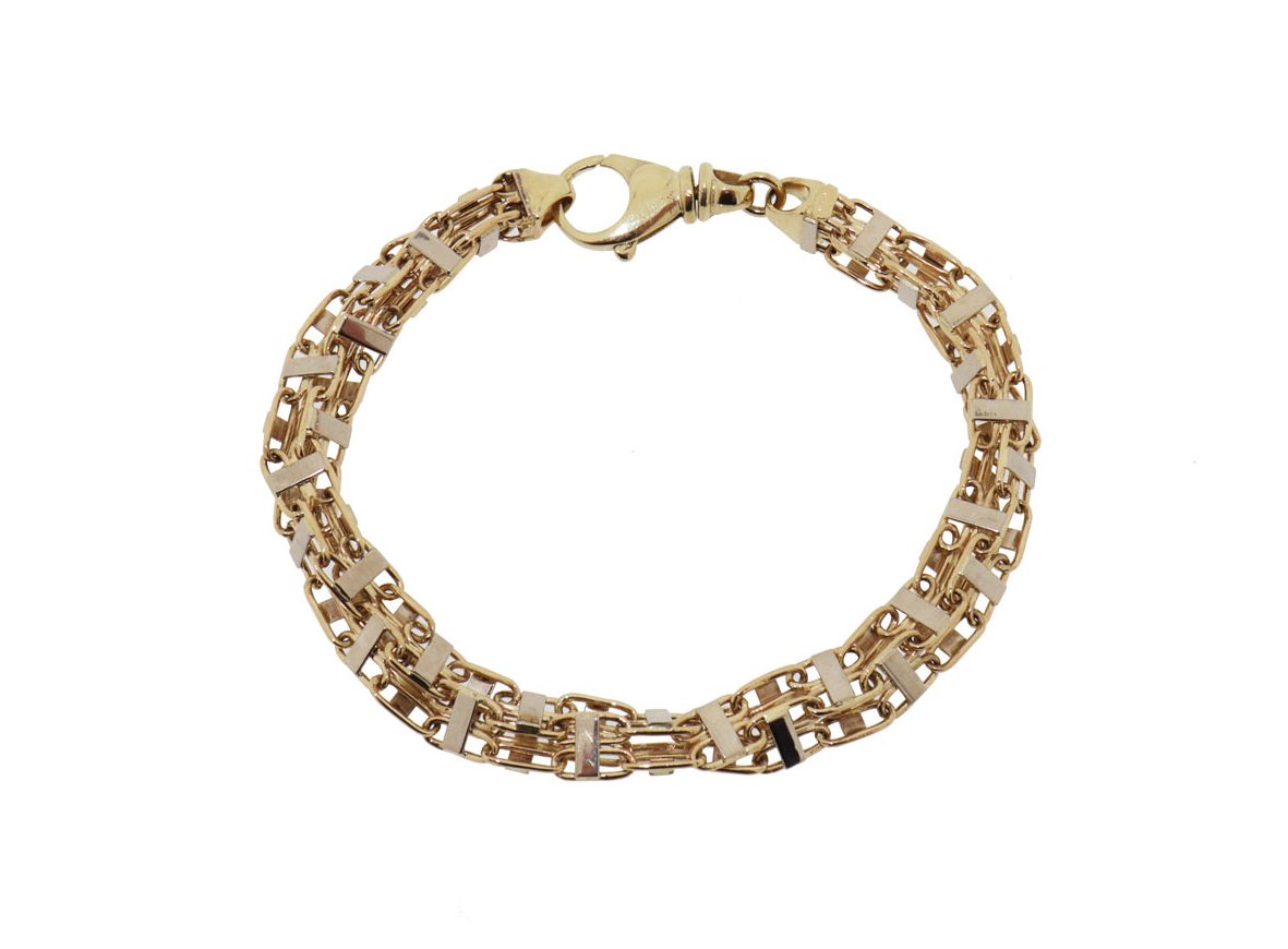 Unieke magnum 14 karaat bicolor gouden heren armband