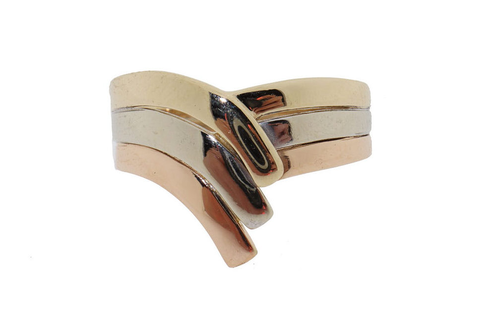 Vintage 14 karaat tricolor gouden ring