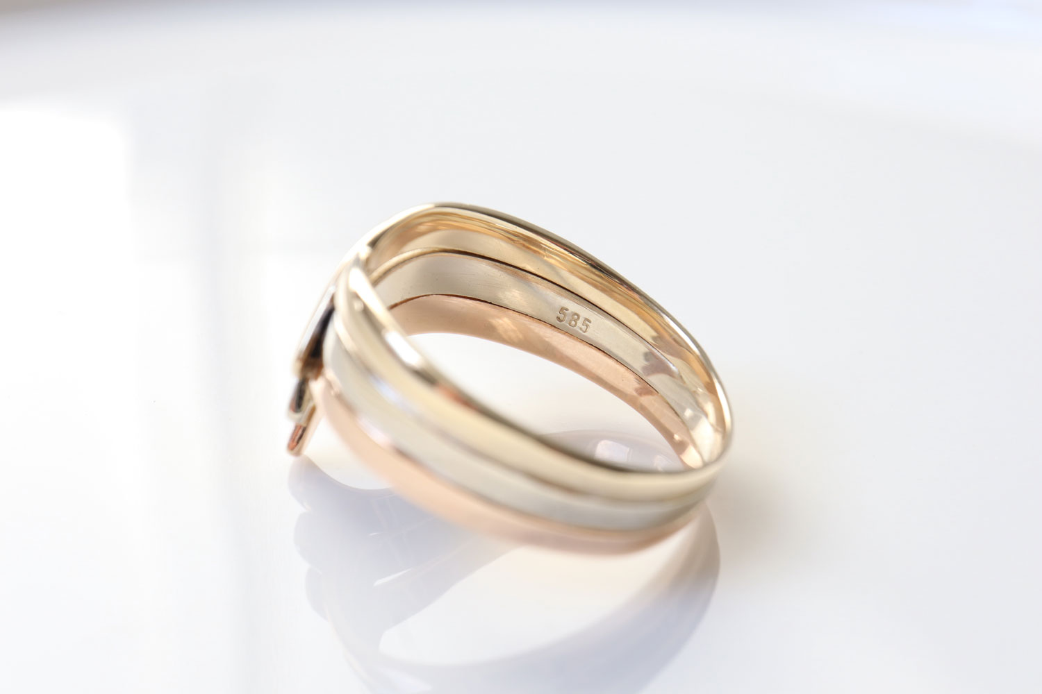 Vintage 14 karaat tricolor gouden ring