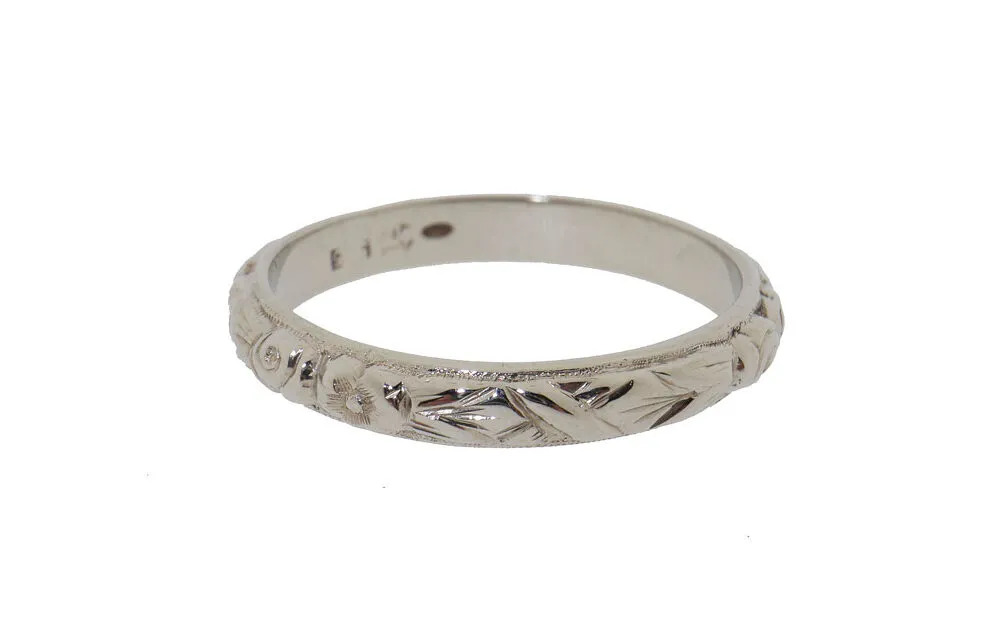 White flower | vintage 14 karaat gouden dames ring