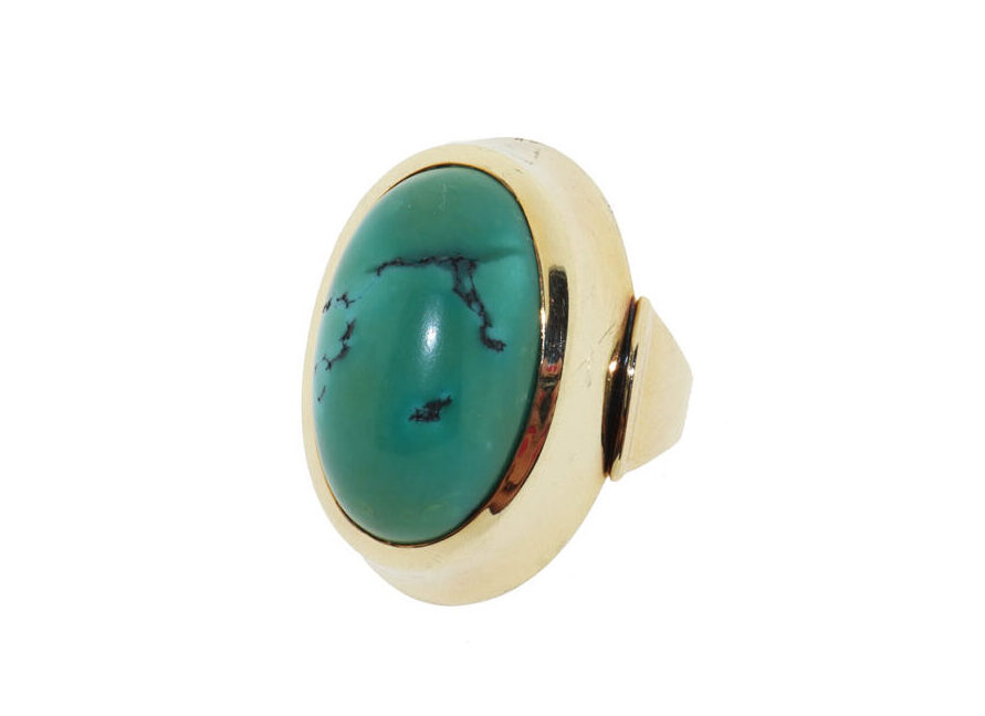 Gouden Dames Ring Met Turquoise