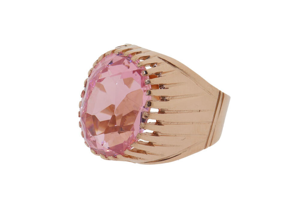 Gouden Dames Ring Met Roze Edelsteen