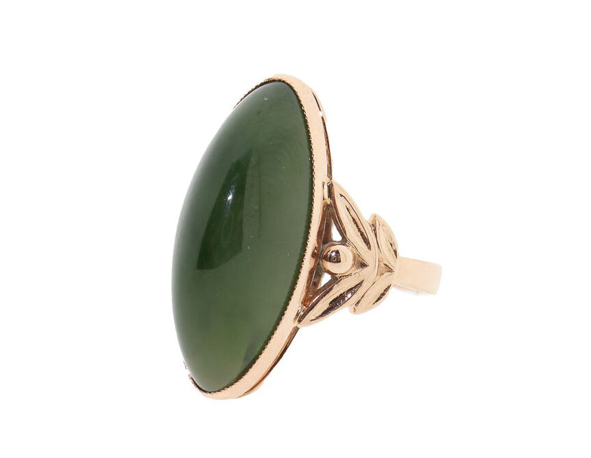 Gouden Dames Ring Met Jade