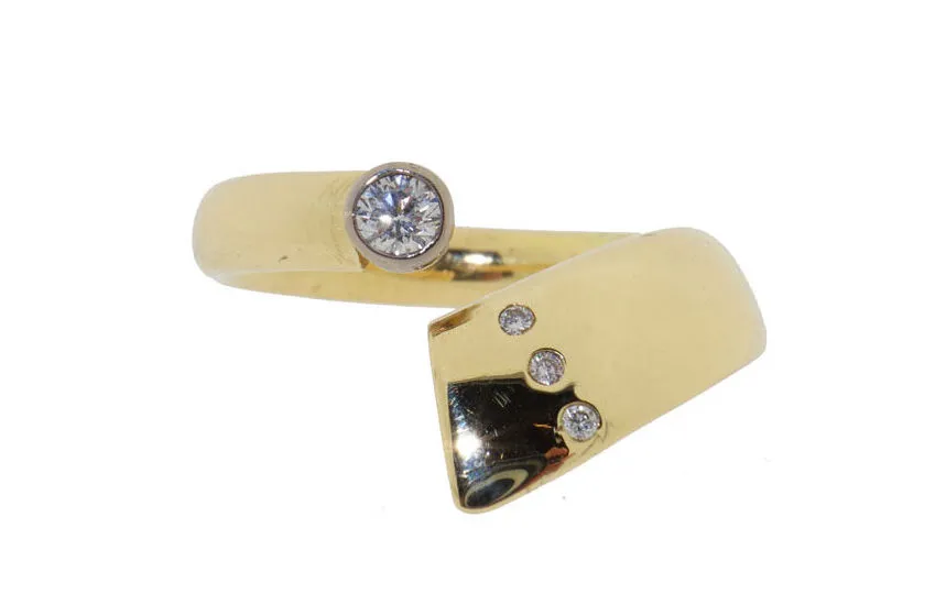 14 Karaat Open Gouden Ring Met Diamanten