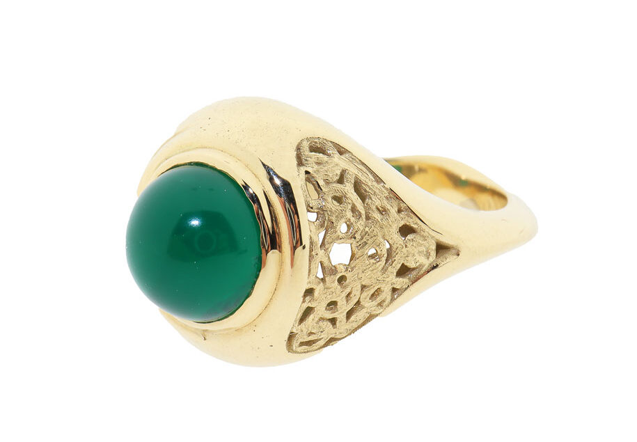 14 Karaat Vintage Gouden Ring Met Jade