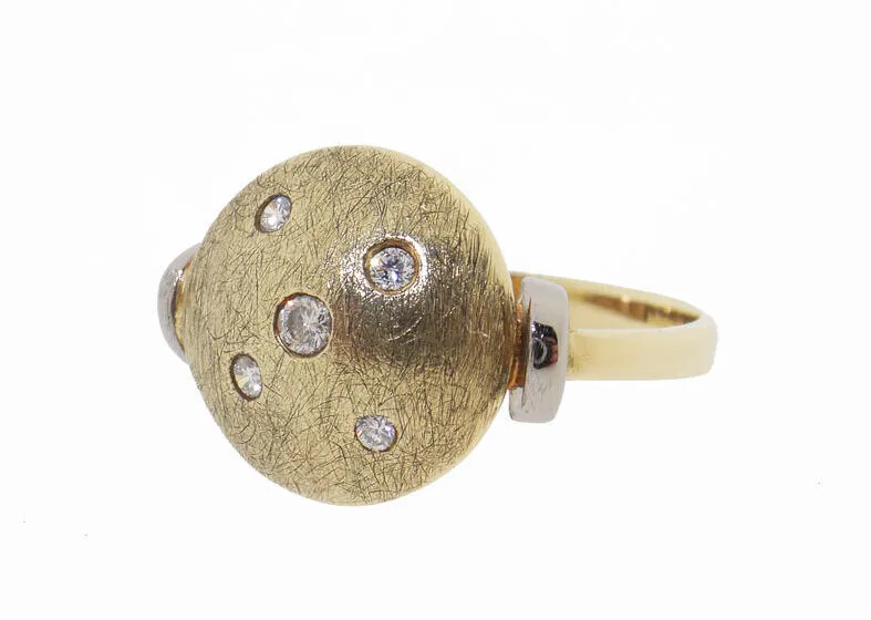 14 Karaat Vintage Gouden Ring Met Diamanten