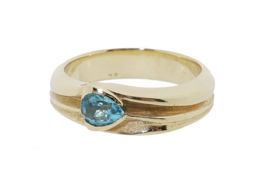 14 Karaat Gouden Ring Met Aquamarijn Edelsteen
