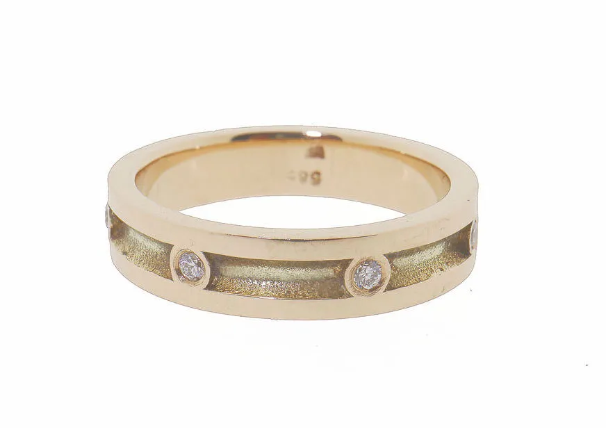14 Karaat Brede Gouden Diamanten Ring