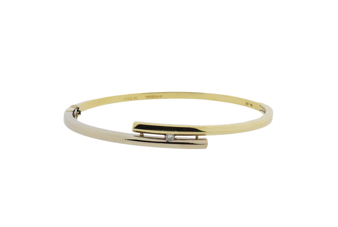 14 Karaat Gouden Slavenarmband Met Diamant