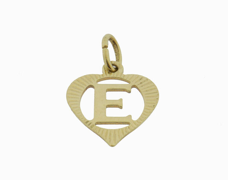 14 Karaat Gouden Hart Hanger Letter E