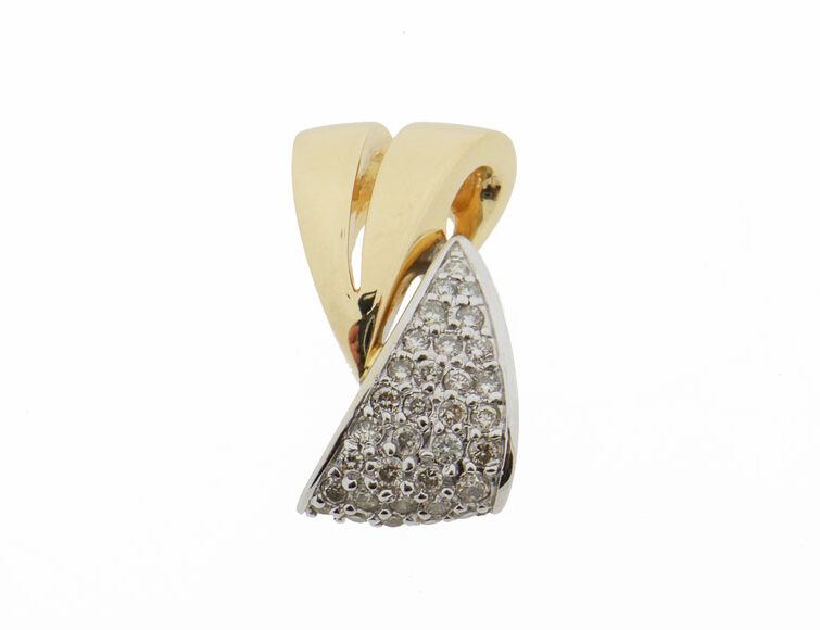 14 Karaat Brede Gouden Hanger Met Diamanten