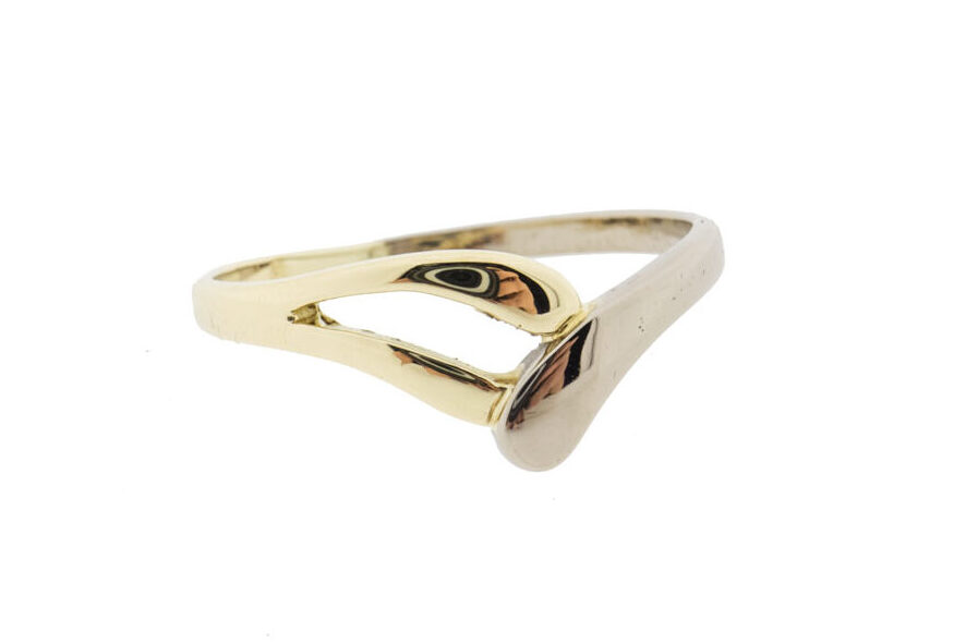 14 Karaat Bicolor Gouden V Ring