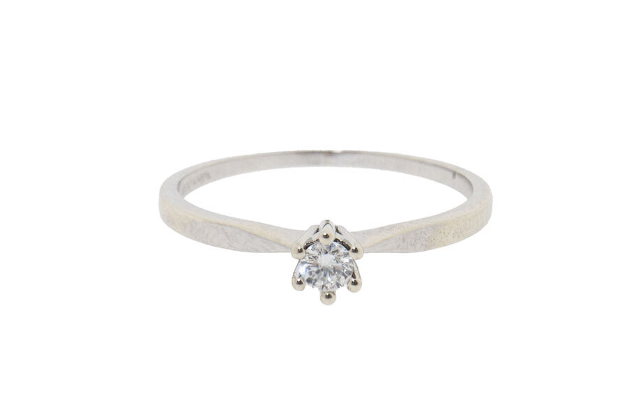 14 Karaat Witgouden Solitair Ring Met Diamant