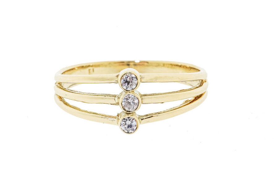 Triple Gold | 14 Karaat Gouden Zirkonia Ring