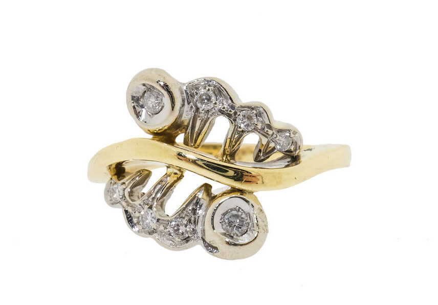 Unieke 14 Karaat Gouden Diamanten Ring