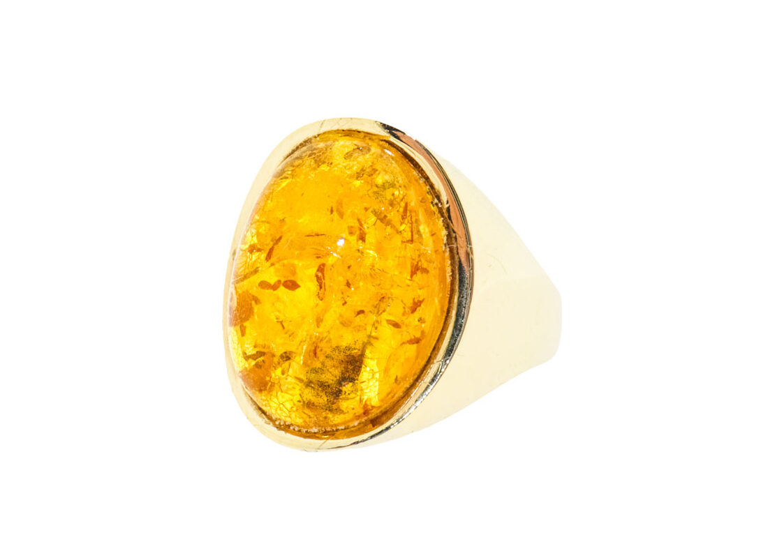 Vintage Gouden Ring Met Barnsteen