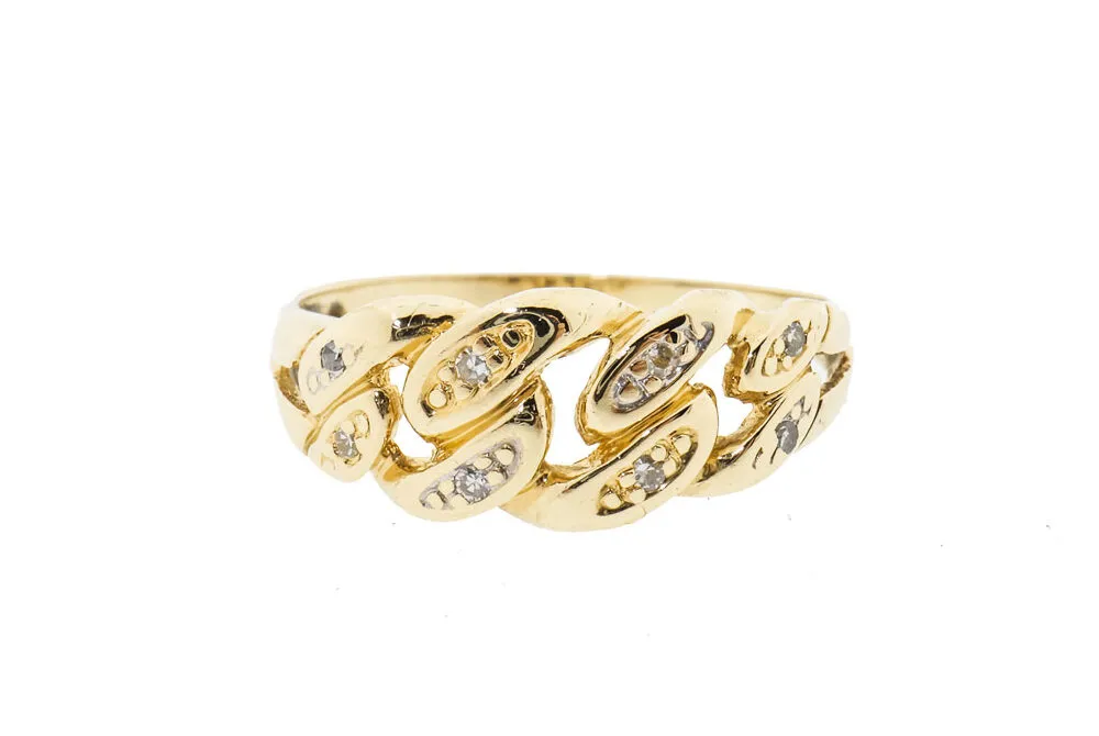 18 Karaat Gouden Schakel Ring Met Diamanten