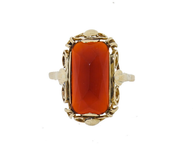 Vintage Gouden Carneool Edelsteen Ring | 14K