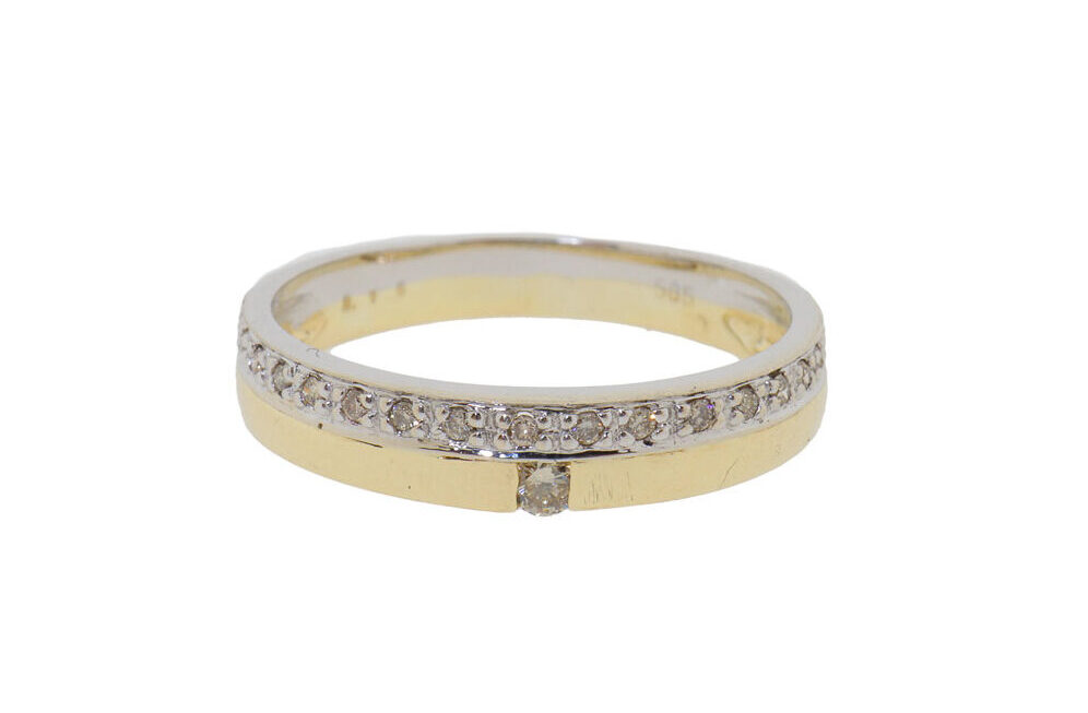 14 Karaat Gouden Diamanten Dames Ring Maat 56