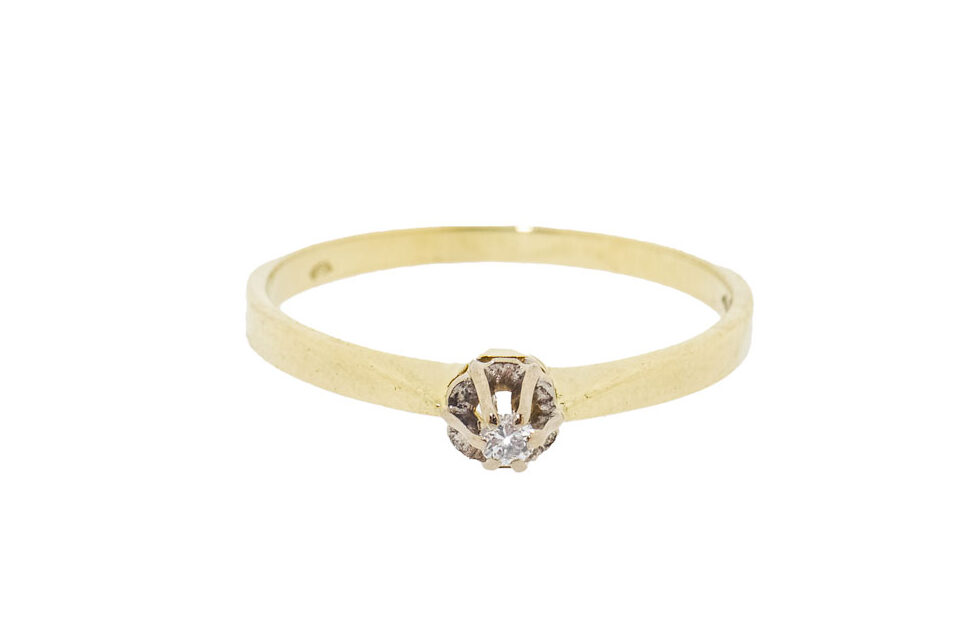 14 Karaat Gouden Solitair Ring Met Diamant