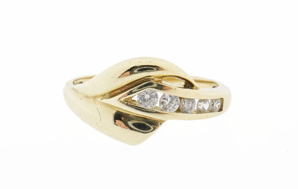 Vintage Gouden Ring Met Zirkonia's