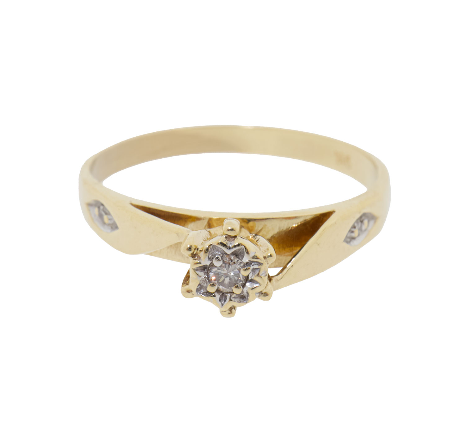 Vintage Gouden Dames Ring Met Diamant 