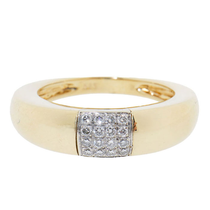 14 Karaat Brede Gouden Ring Met Diamanten 