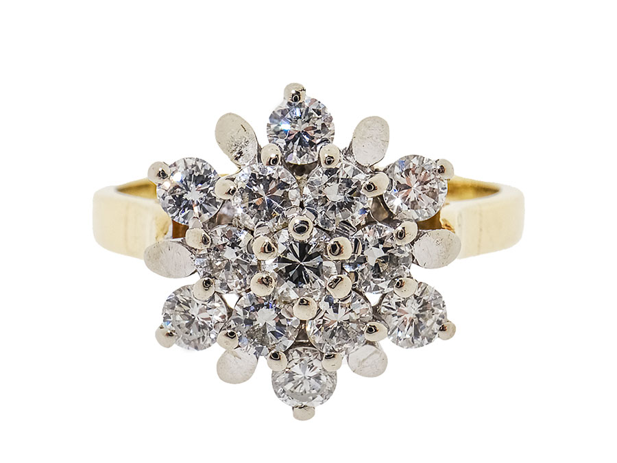 Entourage Flower | 14 Karaat Gouden Diamanten Ring 0.75Ct