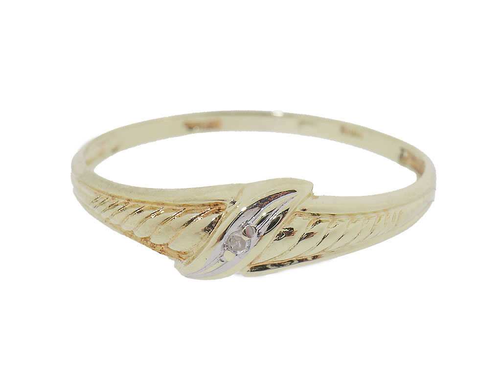 Vintage Gouden Ring Met Diamant | 14 Karaat 