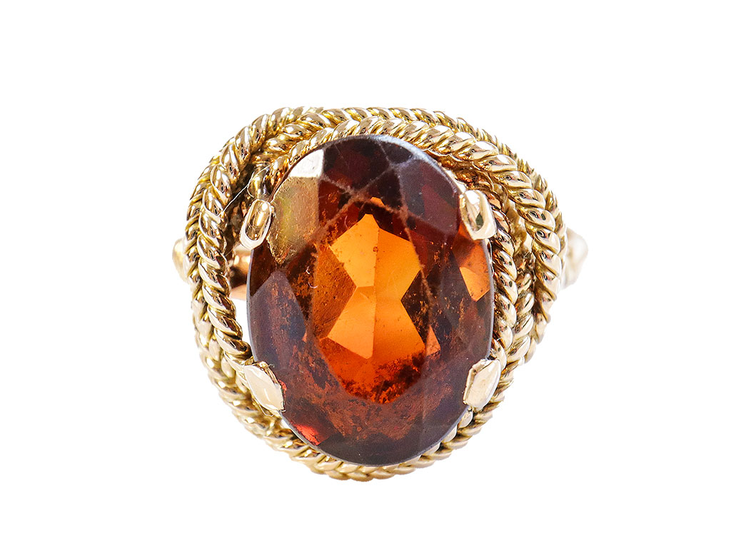 Unieke Vintage Gouden Granaat Edelsteen Ring | 18 Karaat 