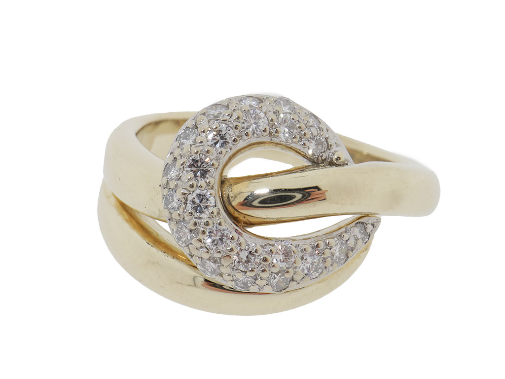 Twisted Diamonds | Brede Gouden Ring Met Diamanten 