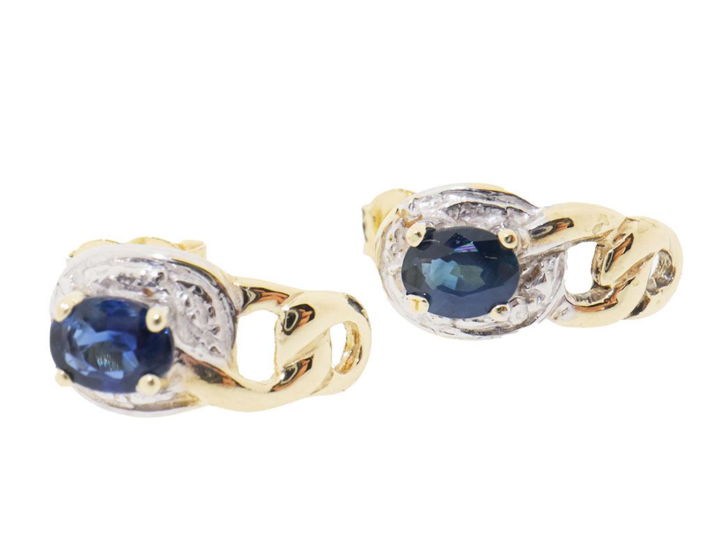 Sapphire Studs | 14 Karaat Gouden Oorknopjes 