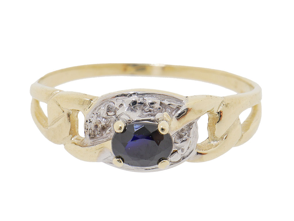 Sapphire Link Ring | Vintage 14 Karaat Goud 