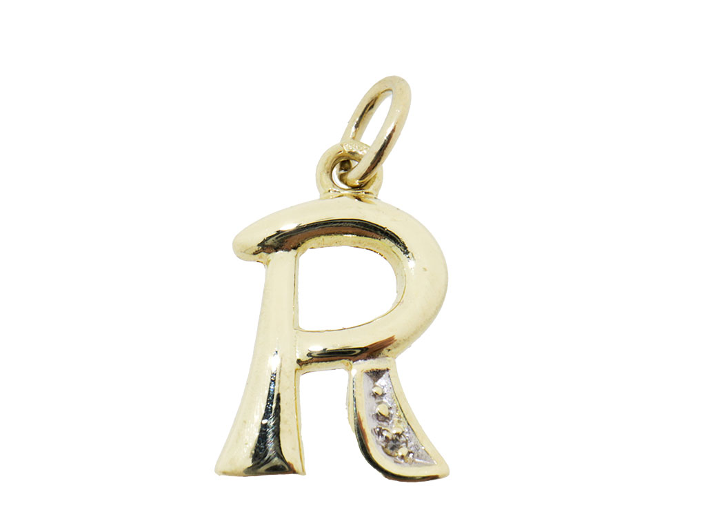 Gouden Letter R Hanger | 14 Karaat Goud Met Diamant 