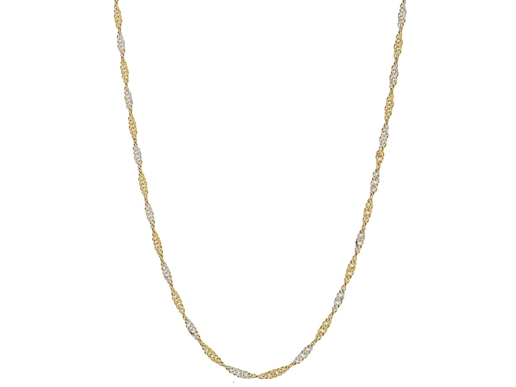 Bicolor Gouden Singapore Schakel Ketting | 14 Karaat 