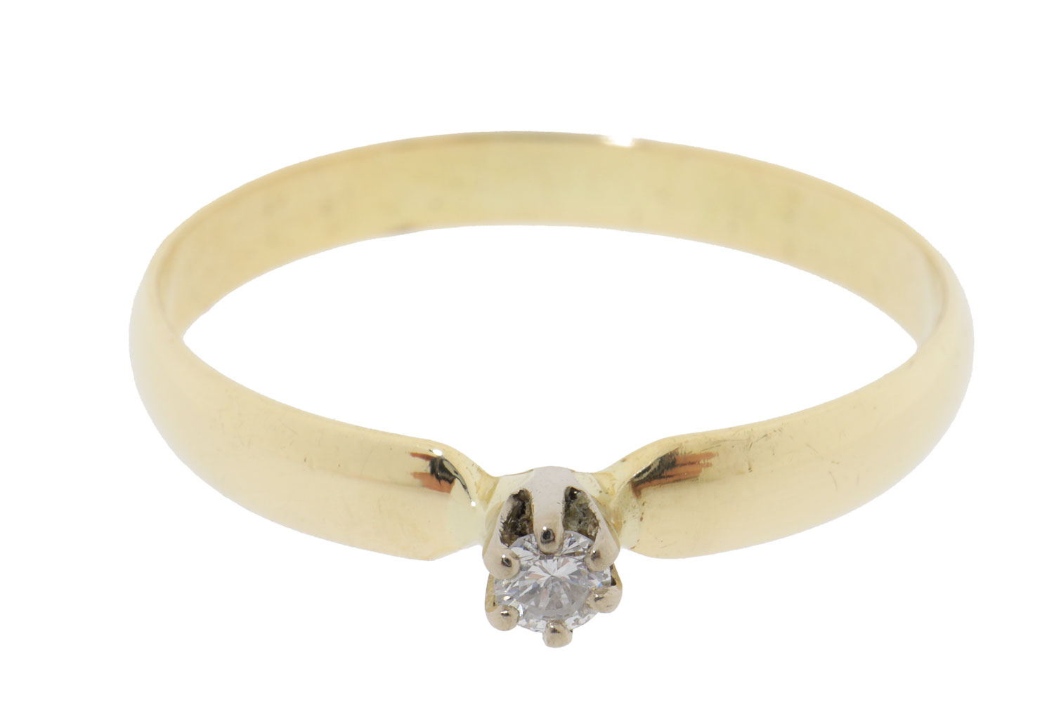 Gouden 14K Solitair Ring Met Diamant 